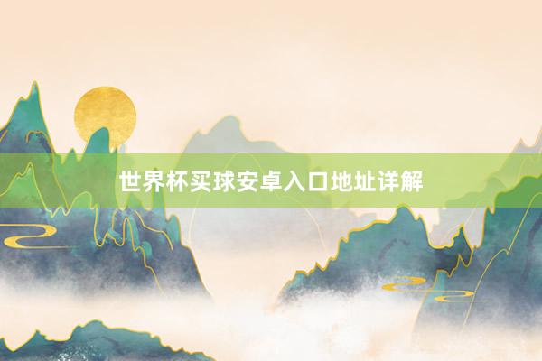 世界杯买球安卓入口地址详解